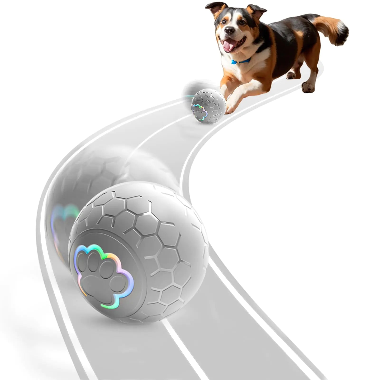 morhandisn Smart Interactive Dog Toys Ball Auto Bouncing Rotating Ball Moving Pet Toys for Dogs 20 lbs (Size Small - 2.2-inch Diameter) USB Rechargeable Fun Gift for Boredom Grey