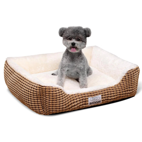 Baodan Dog Beds for Medium Large Dogs Fluffy Cat Beds for Indoor Cats Calming Pet Bed for Puppy and Kitty Extra Soft & Machine Washable with Anti-Slip Bottom Coffee 25inches