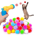 BooTaa Pet Toys Interactive Cat Toy Set 80pcs Glitter Pom-Poms Cat Ball Toy with 1 Launcher Safe Soft Cat Toy Balls for Fetch Training Playing