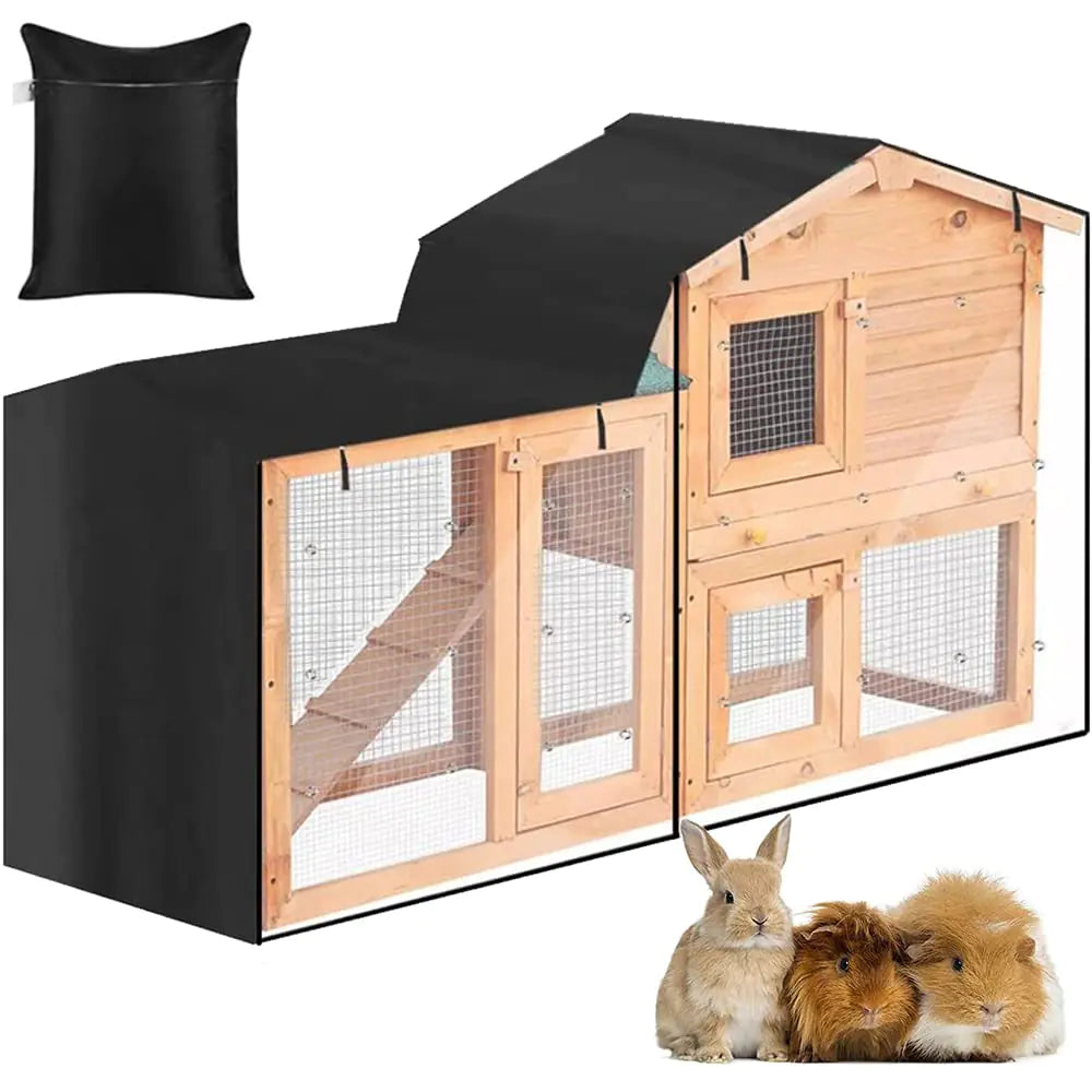 Triangle Rabbit Hutch Cover Skyour Indoor Outdoor 420D Oxford Waterproof Rabbit Guinea Pig Animal Hutch Dust Cover Pet House Bunny Poultry Cage Covers (70.9x20.5x33.9in)