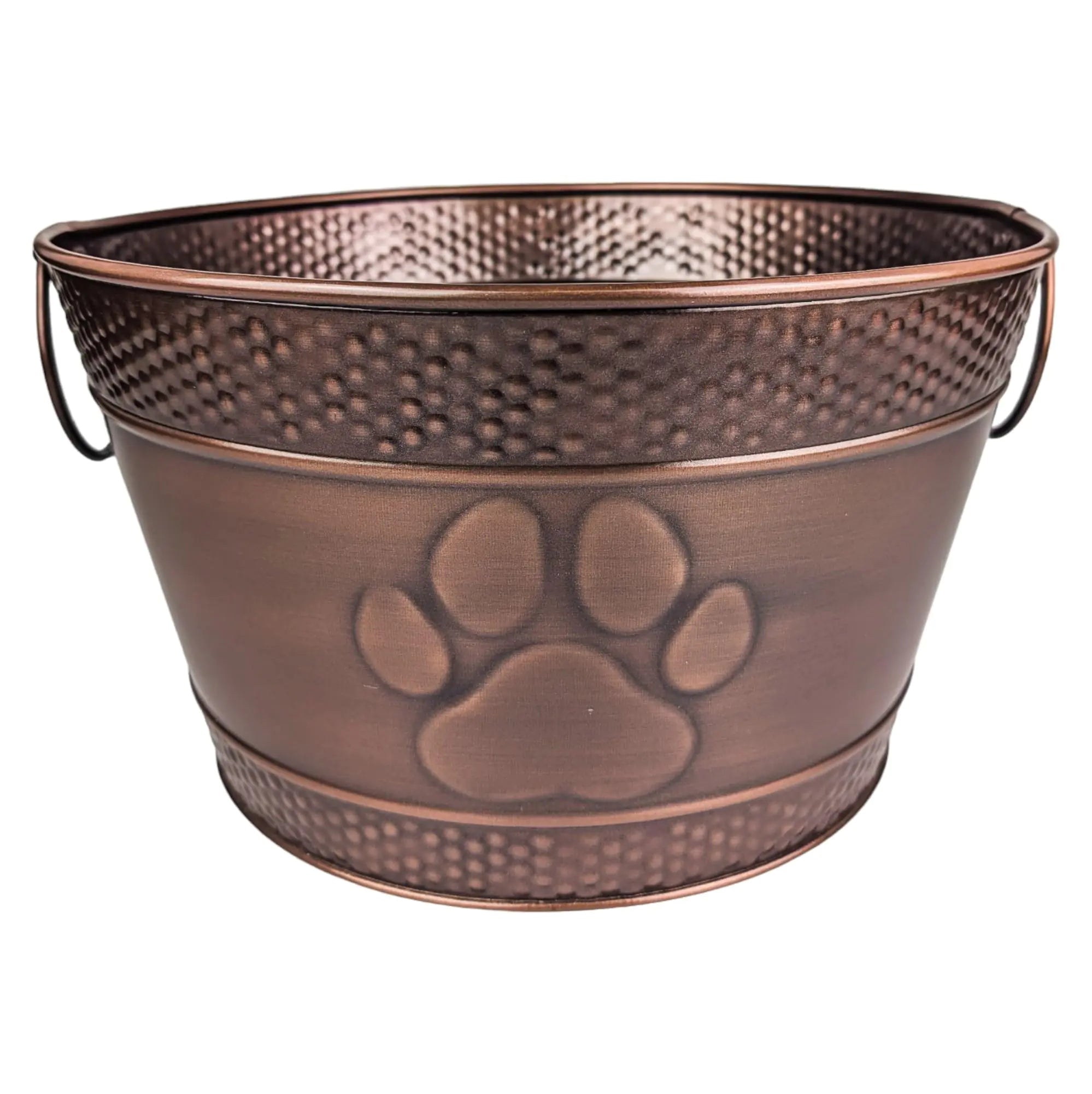 Metal Indestructible Dog Toy Bin - Storage Bin with Handles Farmhouse Organizer Storage Basket for Pet Toys Blankets Leashes - Home Decor (Lead-Free Copper)