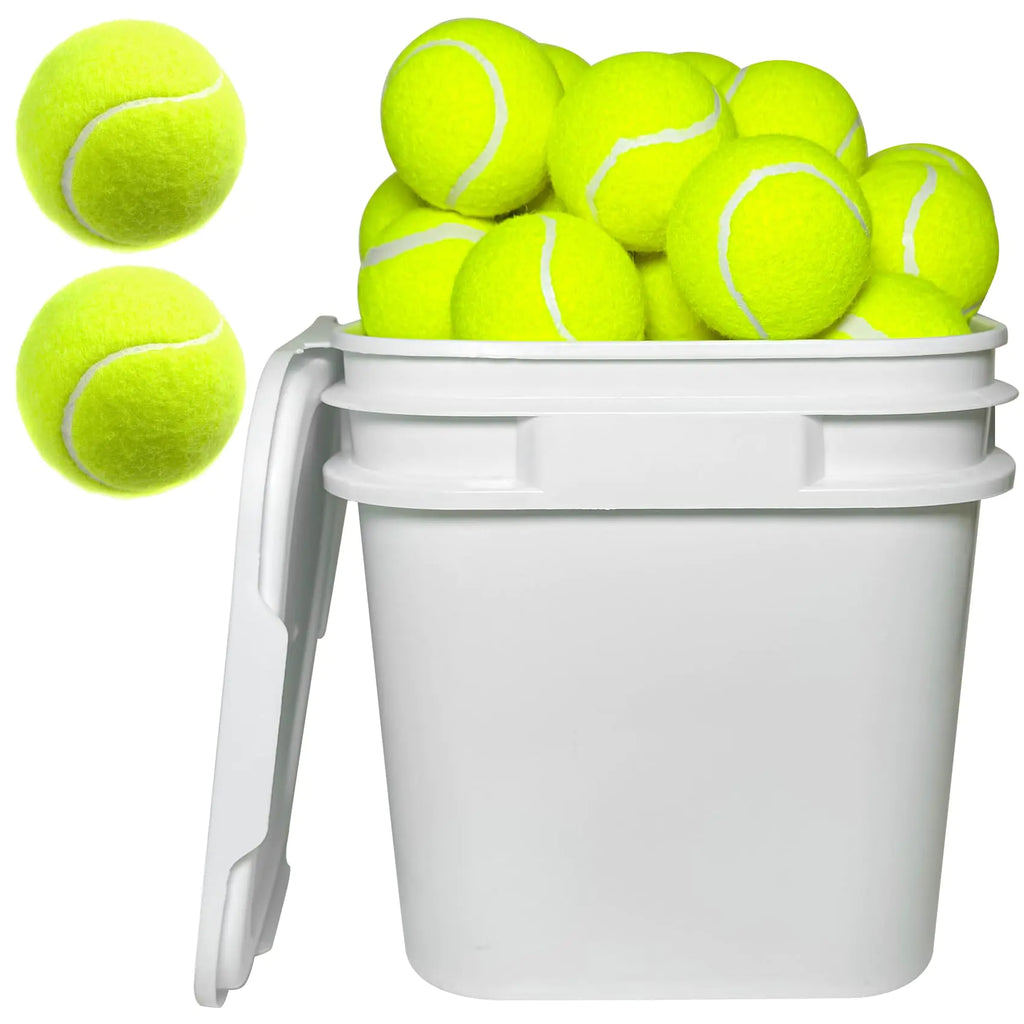 Xifua Bucket of Tennis Balls 38 Pack - Bulk Practice Balls for Tennis Training Pet Toys Coach Indoor & Outdoor Play - Pelotas de Tenis for Youth and Dogs