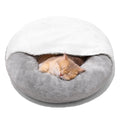 MEWOOFUN Cat Bed Cave-Cat Bed for Indoor Cats Cozy Small Dog Bed with Hooded Blanket Washable Round Dount Bed with Non-Slip Bottom Pet Beds for Kitty and Puppy(22"x22" Grey)