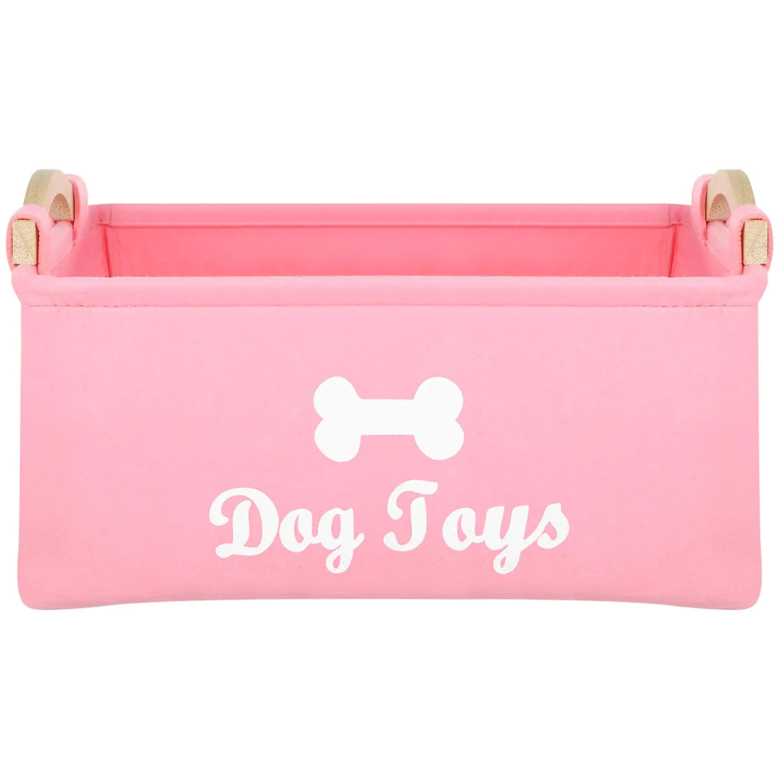 OATIPHO Dog Toy Basket Dog Toy Storage Bins with Handle Foldable Square Dog Toy Box Felt Dog Toy Storage Chest Organizer for Pet Toys Blankets 15"x7"x10"