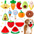 SilTriangle 12 Pcs Dog Squeaky Toys Stuffed Carrot Dog Toy Dog Cute Stuffed Animal Puppy Toys Cute Chew Toys Pet Toys Dog Plush Toy for Dog Playing Training Teeth Cleaning (Fruit and Vegetable)