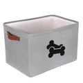PET ARTIST Rectangle Dog Toy Basket Soft Velvet Dog Toy Bin with Comfortable Handles Collapsible Dog Toy Storage Box Chest Organizer for Pet Toys Leash Blanket Clothes Accessories Gray