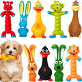 Wettarn 9 Pack Latex Squeaky Dog Toys 7 Inch Soft Rubber Dog Chew Toy Animal Standing Stick Puppy Fetch Interactive Play Toy Assorted Animal Pet Toys for Small Medium Large Dogs(Classic)